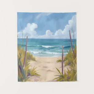 Strandweg   Ozean Aquarell Küstenmalerei Wandteppich