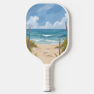 Strandweg   Ozean-Wasserfarbe-Küstenbild Pickleball Schläger