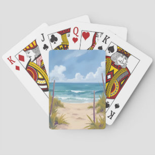 Strandweg Ozean-Wasserfarbe-Küstenbild Spielkarten