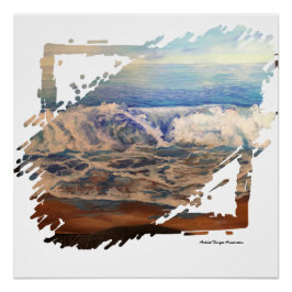 Strandwellen Blau Poster
