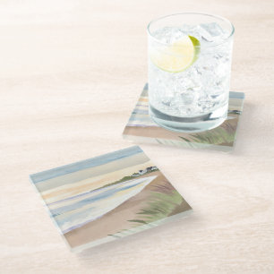 Strandwellen   Küstenmeer-Wasserfarbe Glasuntersetzer