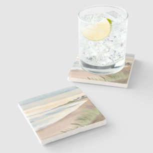 Strandwellen   Küstenozean Aquarell Steinuntersetzer
