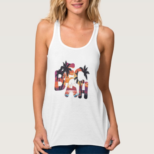 Strandwellen Palmen Tank Top (Vorderseite)