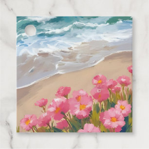 Strandwellen Wasserfarbe Rosa Floral Ufer Malerei Geschenkanhänger