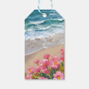 Strandwellen Wasserfarbe Rosa Floral Ufer Malerei Geschenkanhänger