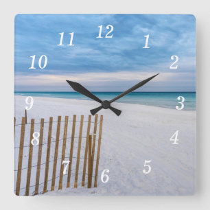 Strandzaun Morning Destin Florida Wall Clock Quadratische Wanduhr