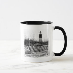 Strandzäune und Leuchtturm Tasse