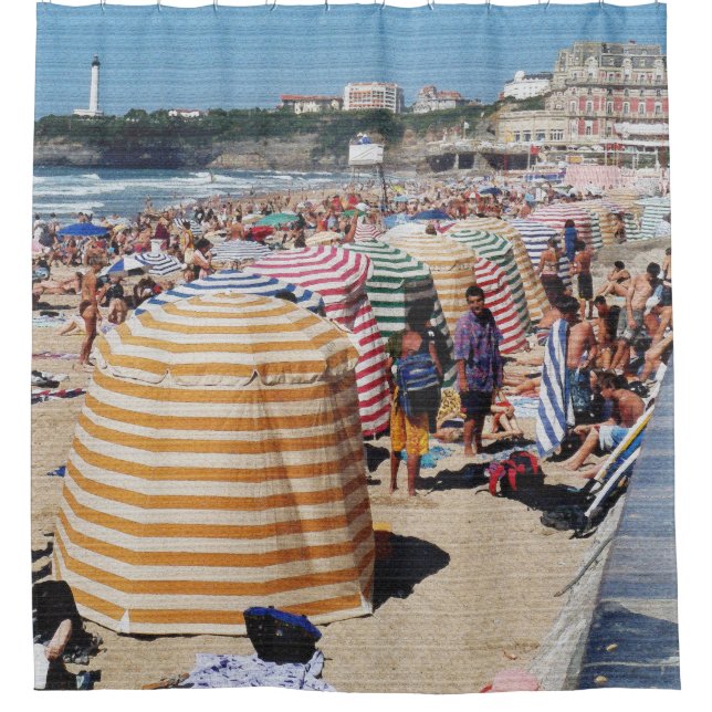Strandzelte, Biarritz Duschvorhang (Vorderseite)