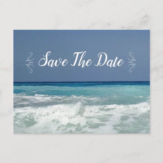 Strandziel Moderne Save the Date Postkarten (Vorderseite)