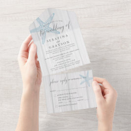 Strandziel Rustikale Hochzeit von Starfish All In One Einladung
