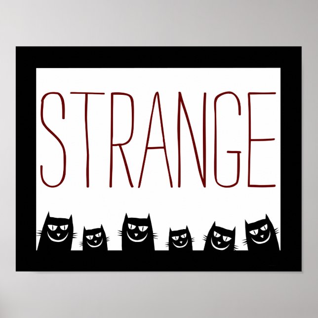 "STRANGE" Black Cat Abstrakt Poster (Vorne)