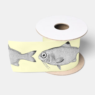 Strange vintage fish drawing satinband