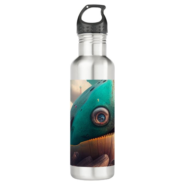 Strange Whale Edelstahlflasche (Vorderseite)