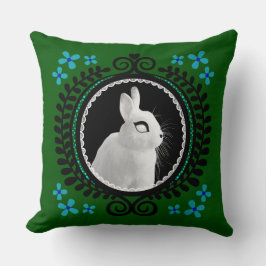 Strange White Bunny: Green, Blue, & Black Kissen