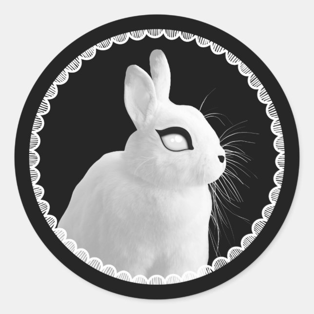 Strange White Bunny Sticker (Vorderseite)