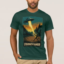Stranger Danger – Retro Sci-Fi Forest Scene T-Shirt