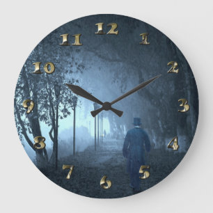 Stranger in the Park in Night Fog Große Wanduhr