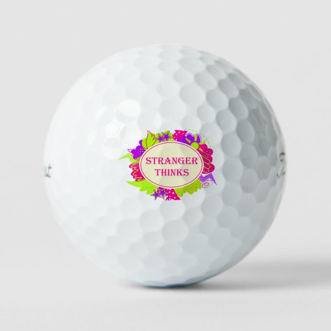 Stranger thinks quote in 80s tv show style golfball (Vorderseite)