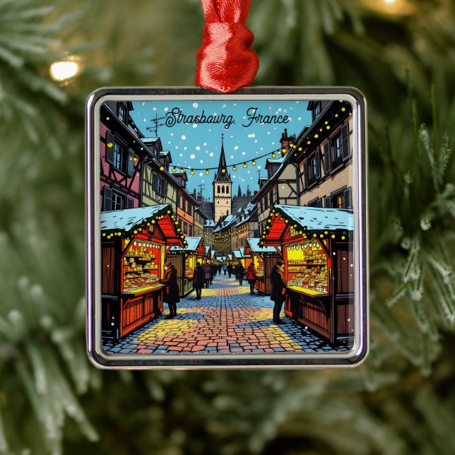 Strasbourg, France Christmas   Ornament Aus Metall (Baum)
