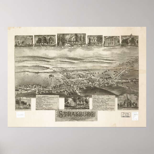 Strasburg Pennsylvania 1903 Antik Panoramabalkarte Poster (Vorne)