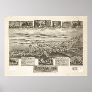 Strasburg Pennsylvania 1903 antike panoramische Poster