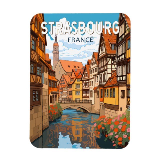 Straßburg Frankreich Reisen Kunst Vintag Magnet (Vertikal)