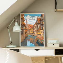 Straßburg Frankreich Reisen Kunst Vintag Poster