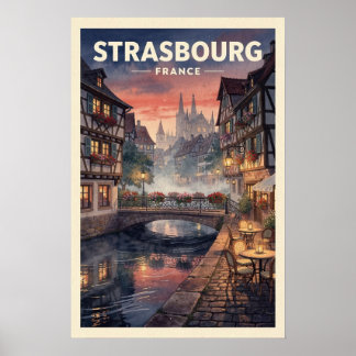 Straßburg Frankreich Vintage Reise Poster