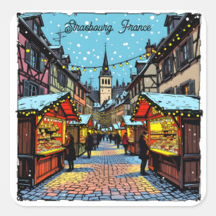 Straßburg, Frankreich Weihnachten  Quadratischer Aufkleber