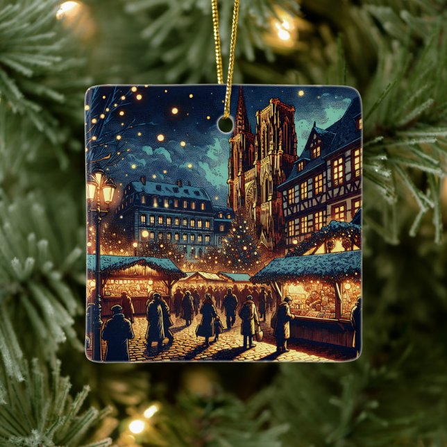 Straßburg, Frankreich - Weihnachtsmarkt Keramikornament (Baum)