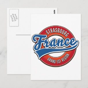 Straßburg Grand Est Region Frankreich Retro-Logo Postkarte