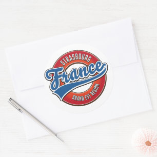 Straßburg Grand Est Region Frankreich Retro-Logo Runder Aufkleber