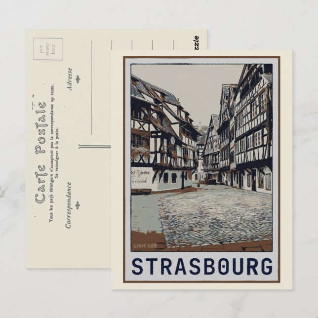 Straßburg Historische Mitteldarstellung Frankreich Postkarte (Vorne/Hinten)