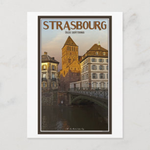 Straßburg - Ill Fluss und St Thomas Postkarte