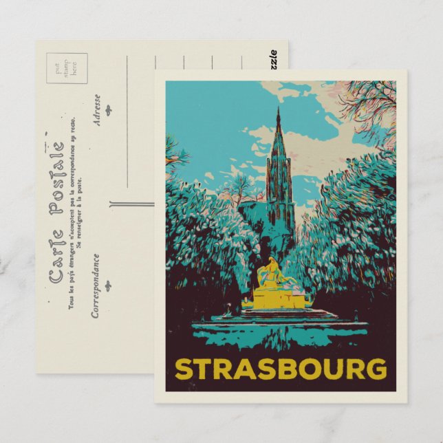 Straßburger Kathedrale Abbildung Frankreich Postkarte (Vorne/Hinten)