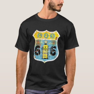 Straße 66 Gas Vintag Retro-Schild LKW-Biker U T-Shirt