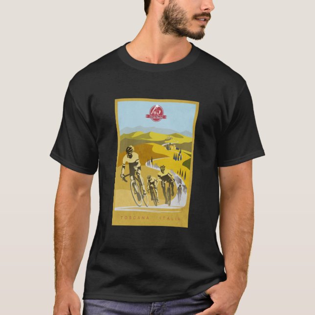 Straße Bianche Retro Radfahren Kunst  T-Shirt (Vorderseite)