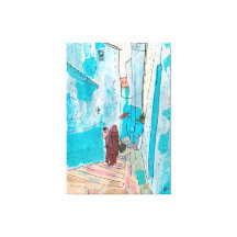 Straße Chefchaouen Marokko Papier Collage Sketch