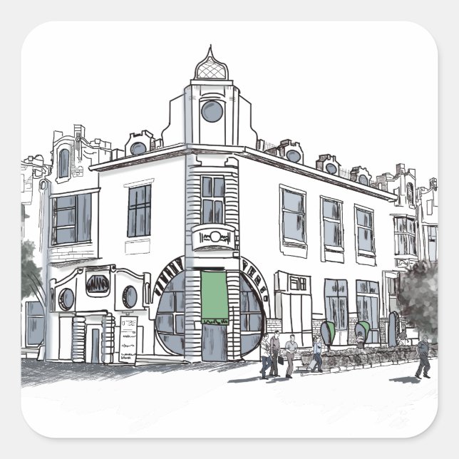 Straße der Altstadt Quadratischer Aufkleber (Vorderseite)