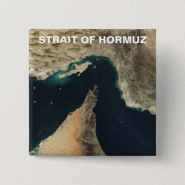 Straße des Hormuz Satelliten-Bildes Button (Vorderseite)