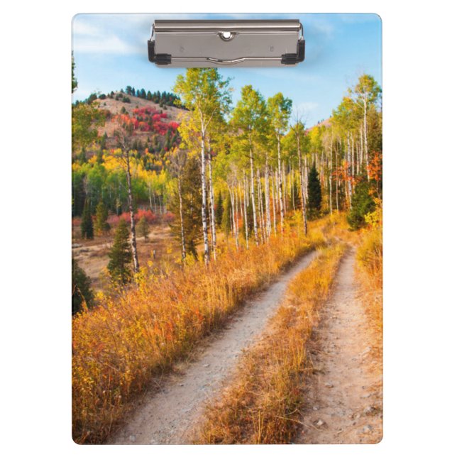Straße durch Herbstfarben Klemmbrett (Vorderseite)