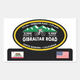 STRASSE GIBRALTAR - SANTA BARBARA, CA - "OVAL TROP RECHTECKIGER AUFKLEBER