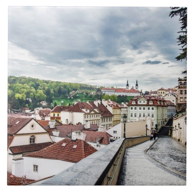 Straße im Stadtzentrum von Prag Fliese (Vorderseite)