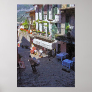 Straße in Bellagio, See Como Plakat
