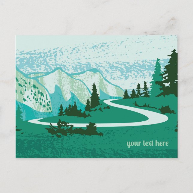 Straße in den Bergen. Postkarte (Vorderseite)