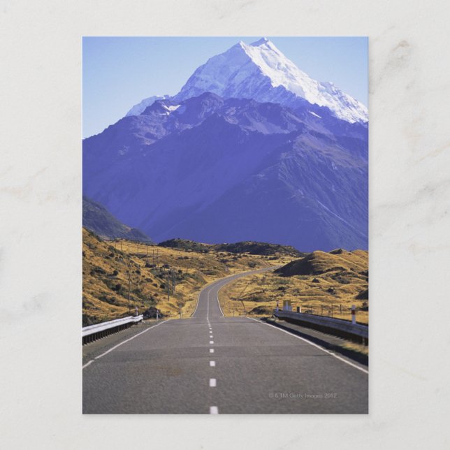 Straße in den Mount Cook National Park, Neuseeland Postkarte (Vorderseite)