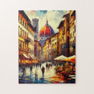 Straße in Florenz, Italien mit Duomo-Gemälde