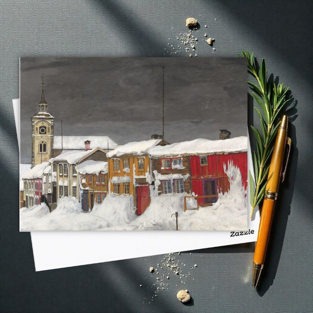 Straße in Røros im Winter, Winter Fine Art Postkarte (Von Creator hochgeladen)