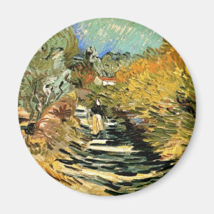 Straße in Saint-Rémy mit Figur von Vincent van Gog Magnet