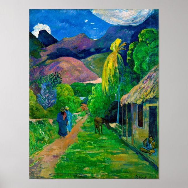 Straße in Tahiti, Gauguin Poster (Vorne)